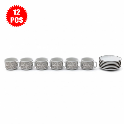 طقم فناجين وصحون سيراميك 12قطعة