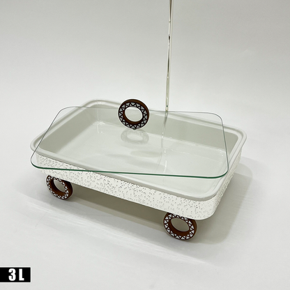 سخان طعام مع غطاء زجاجي علوي سعة 3 لتر