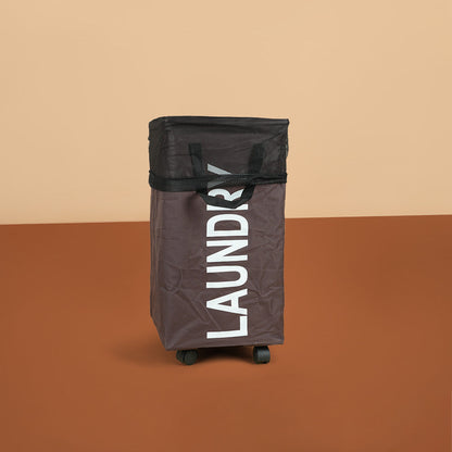 سلة غسيل قابلة للطي مع مقبض وعجلات، موديل: 3