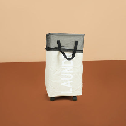 سلة غسيل قابلة للطي مع مقبض وعجلات، موديل: 3