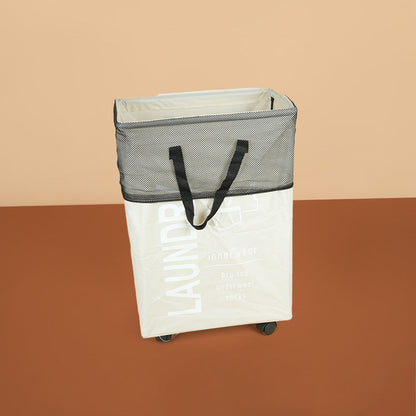 سلة غسيل قابلة للطي مع مقبض وعجلات، موديل: 5