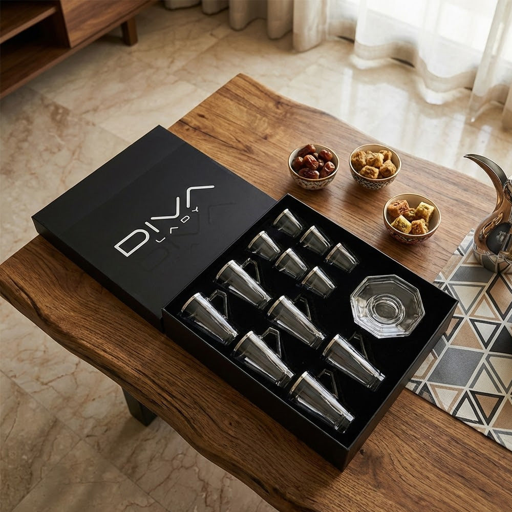 طقم استكانة وفنجان 18قطعة Diva Lady