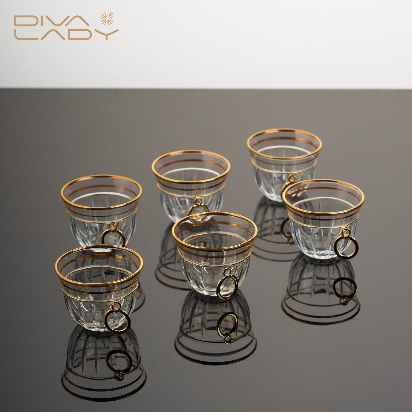 طقم استكانه و فنجان مع حلقة Diva Lady