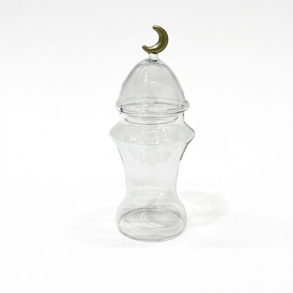 غرشة تقديم زجاج بغطاء هلال