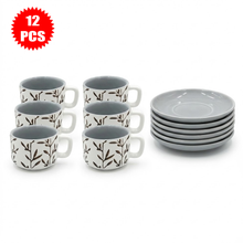 طقم فناجين وصحون قهوة سيراميك 12 قطعة