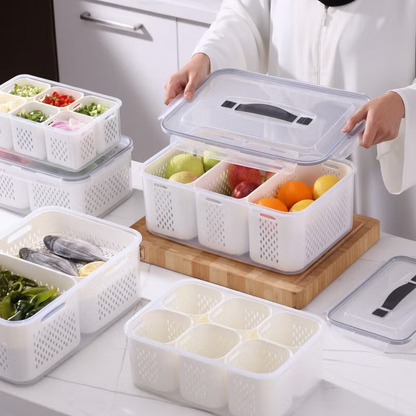 علبة حفظ وتنظيم الخضار مع سلة تصريف