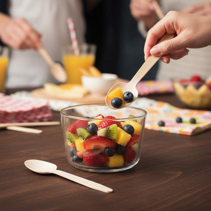 ملاعق خشبية للاستخدام مرة واحدة (100 قطعة)