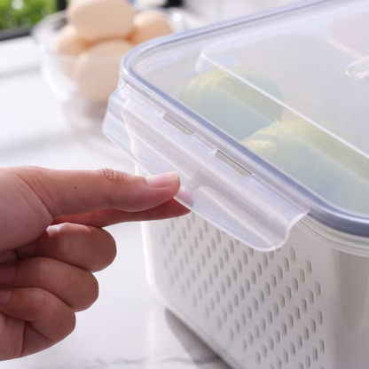 علبة حفظ وتنظيم الخضار مع سلة تصريف