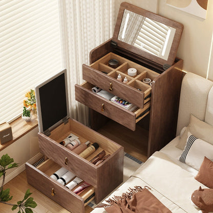 خزانة خشبية مع مرآة مخفية