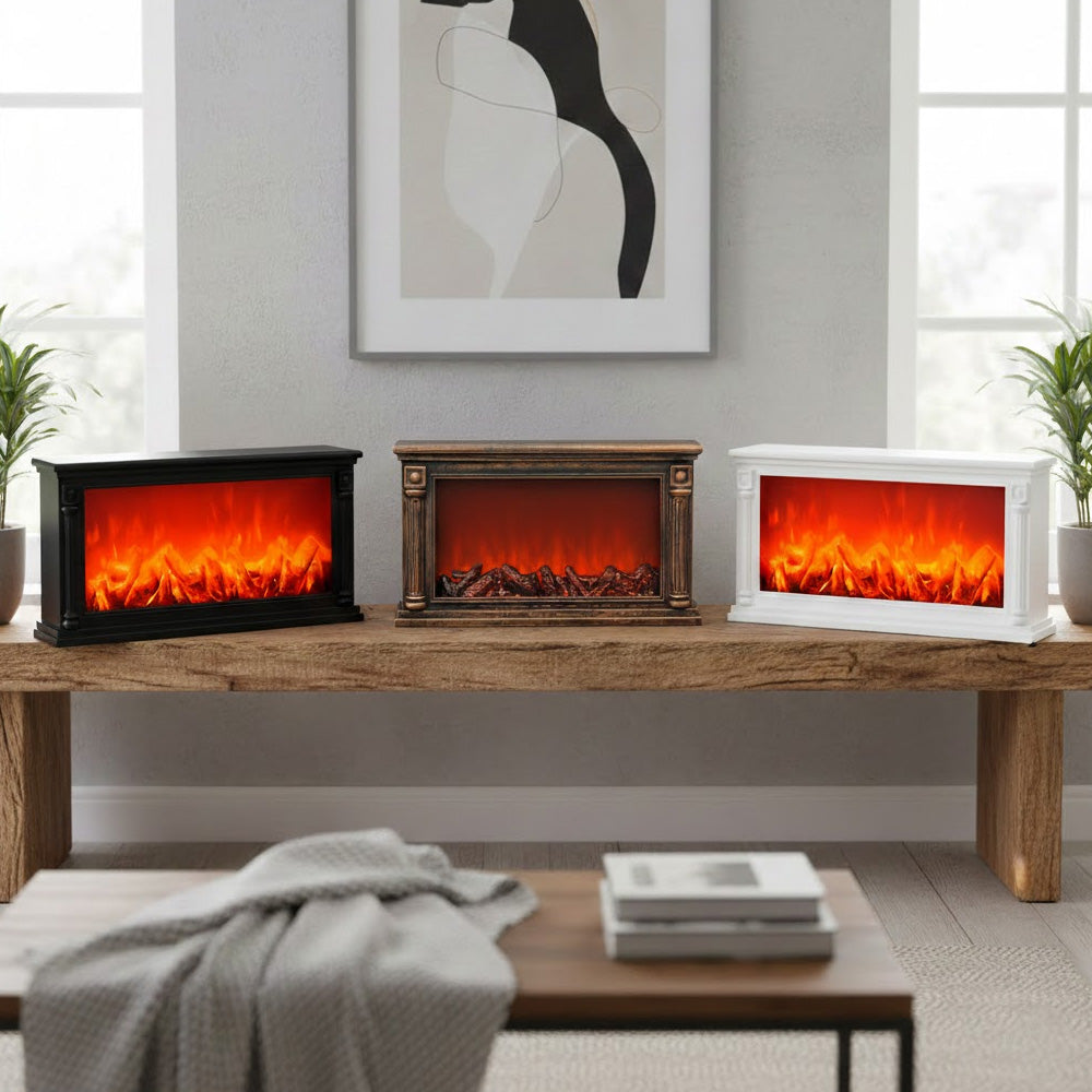 مدفأة ‏بالإضاءة على شكل لهب الحطب‏ للديكور