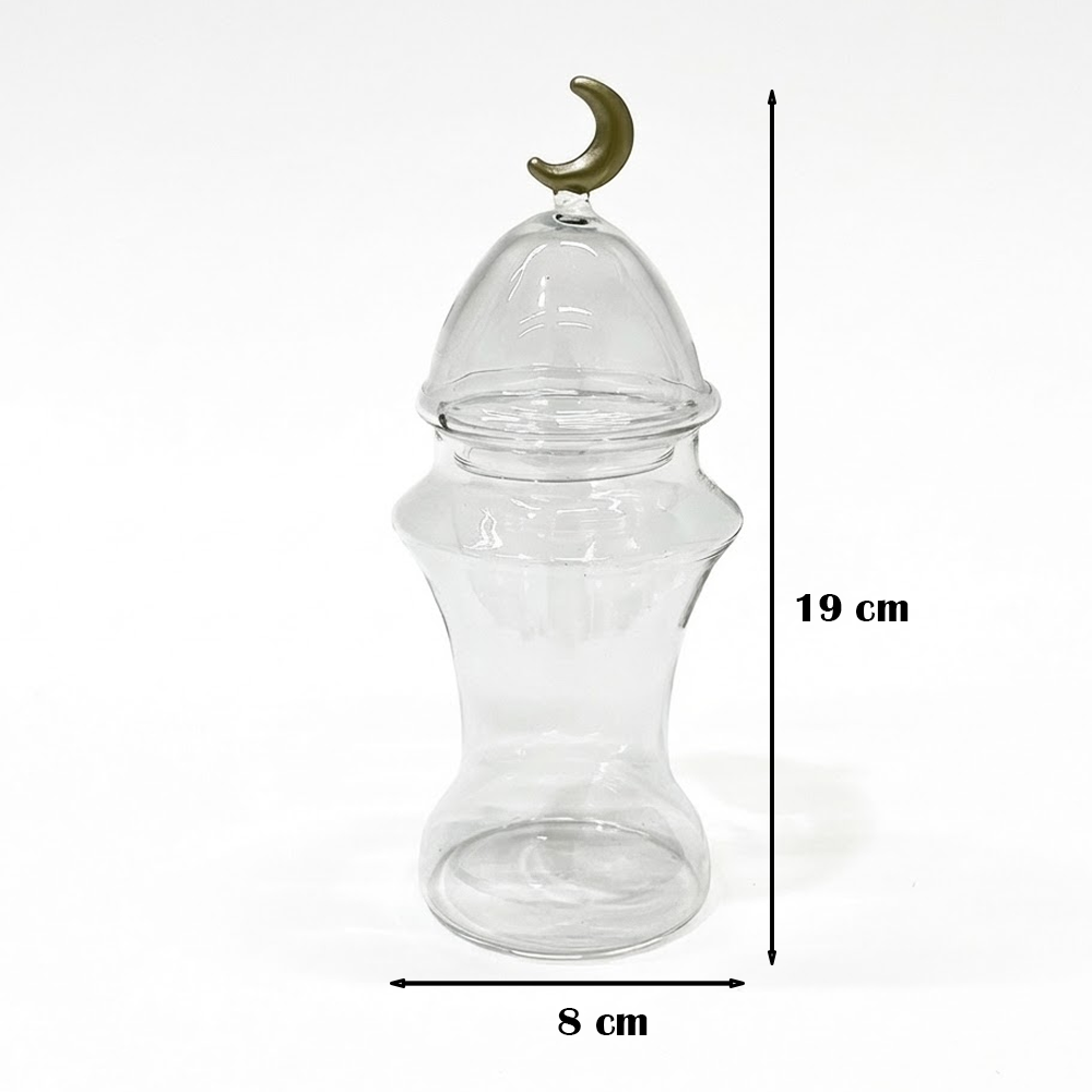 غرشة تقديم زجاج بغطاء هلال