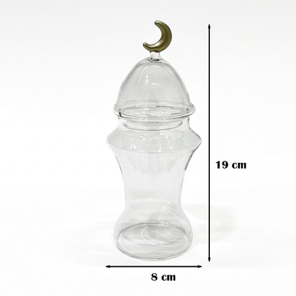 غرشة تقديم زجاج بغطاء هلال