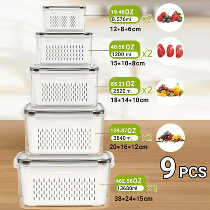 طقم صناديق ثلاجة للتخزين 9 قطعة