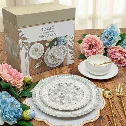 طقم أطباق مائدة فاخر 24 قطعة