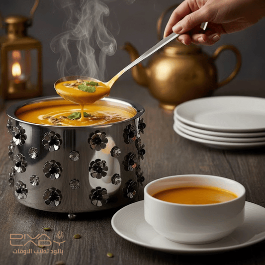 وعاء شوربة معدني فاخر بزخارف ورد من ديفا ليدي