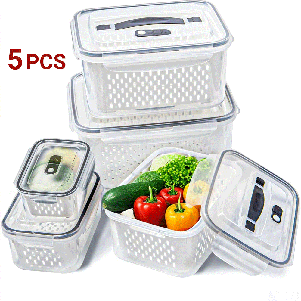 طقم صناديق ثلاجة للتخزين 5 قطعة