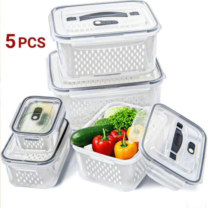 طقم صناديق ثلاجة للتخزين 5 قطعة