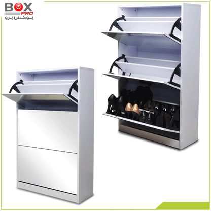 خزانة أحذية مع مرآة 3 طبقات