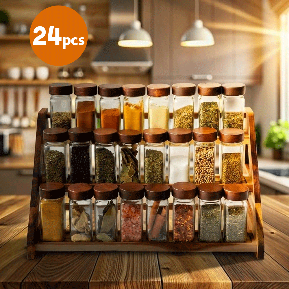 مجموعة توابل زجاجية 24 قطعة