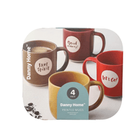 طقم أكواب بورسلين مطبوعة ٤ قطع ٤٠٠ مل