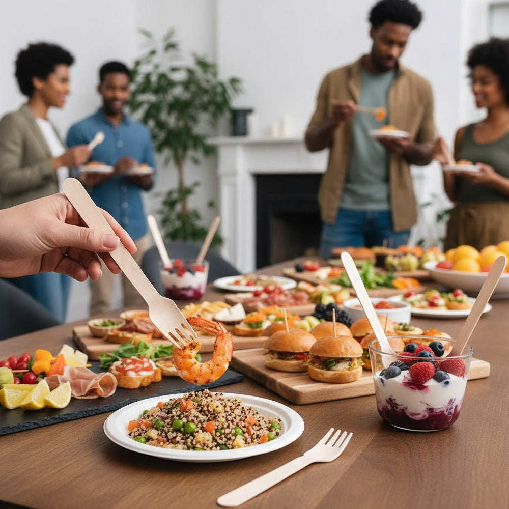 شوك خشبية للاستخدام مرة واحدة - 100 قطعة