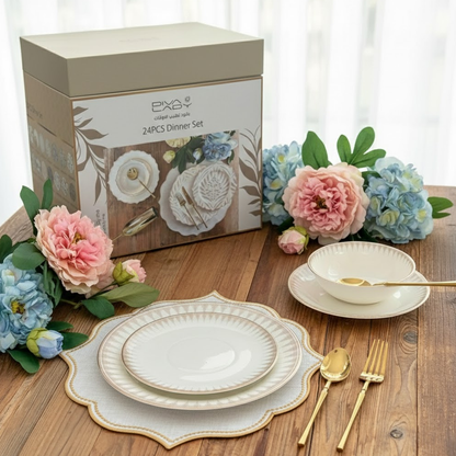 طقم أطباق مائدة فاخر 24 قطعة