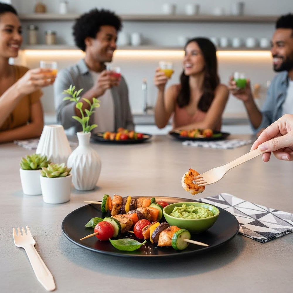 شوك خشبية للاستخدام مرة واحدة - 100 قطعة