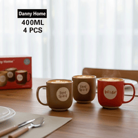 طقم أكواب بورسلين مطبوعة ٤ قطع ٤٠٠ مل