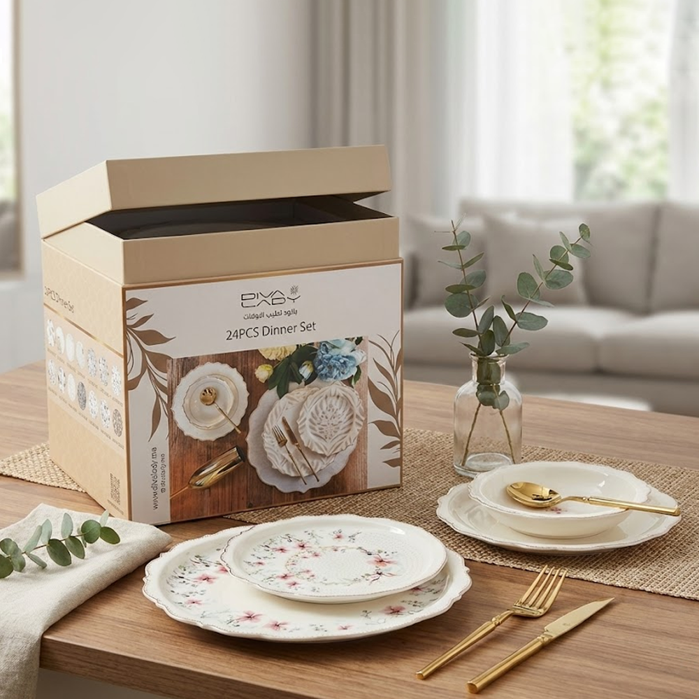طقم أطباق مائدة فاخر 24 قطعة