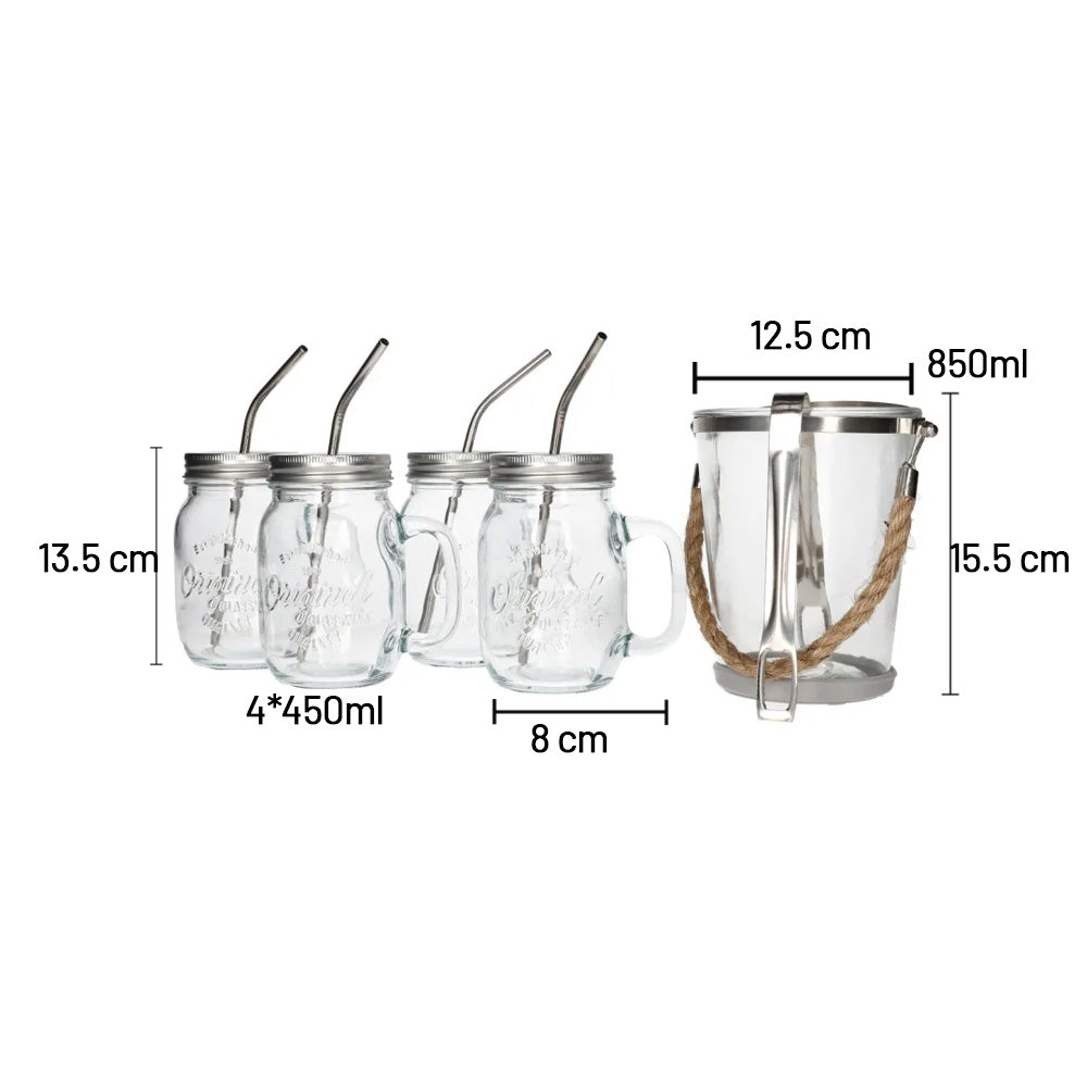 طقم أدوات شرب ماسون جار