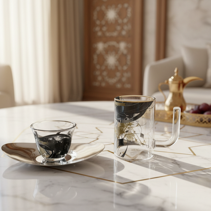 طقم استكانة وفنجان 18 قطعة