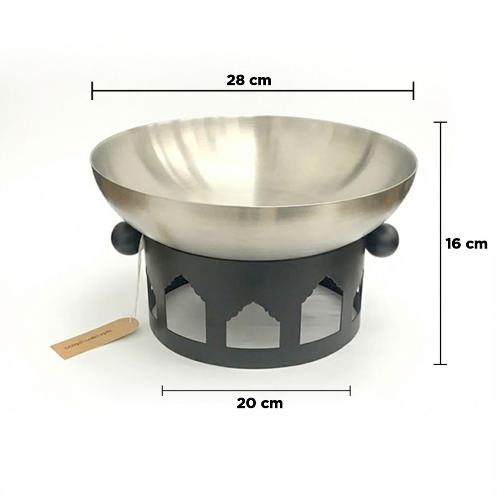 وعاء سلطة من الفولاذ المقاوم للصدأ مع حامل مزخرف