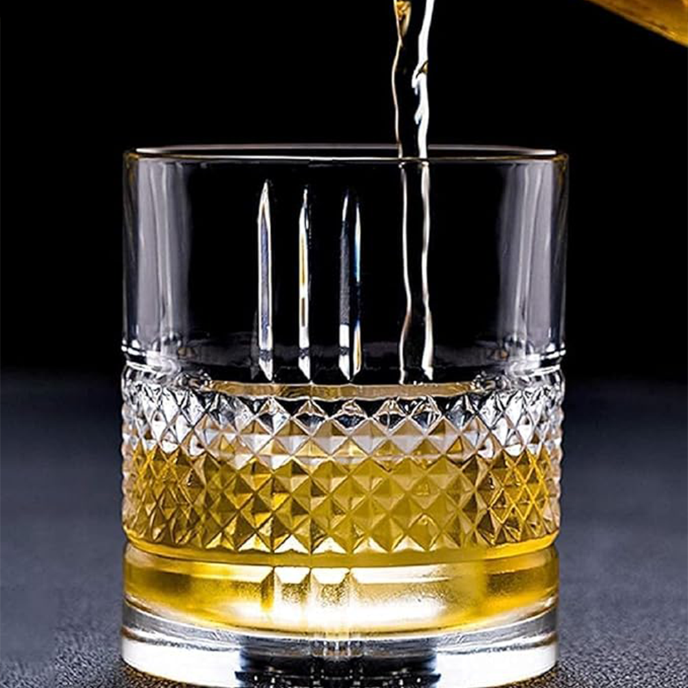 طقم أكواب زجاجية منقوشة فاخرة 6 قطع (315 مل)