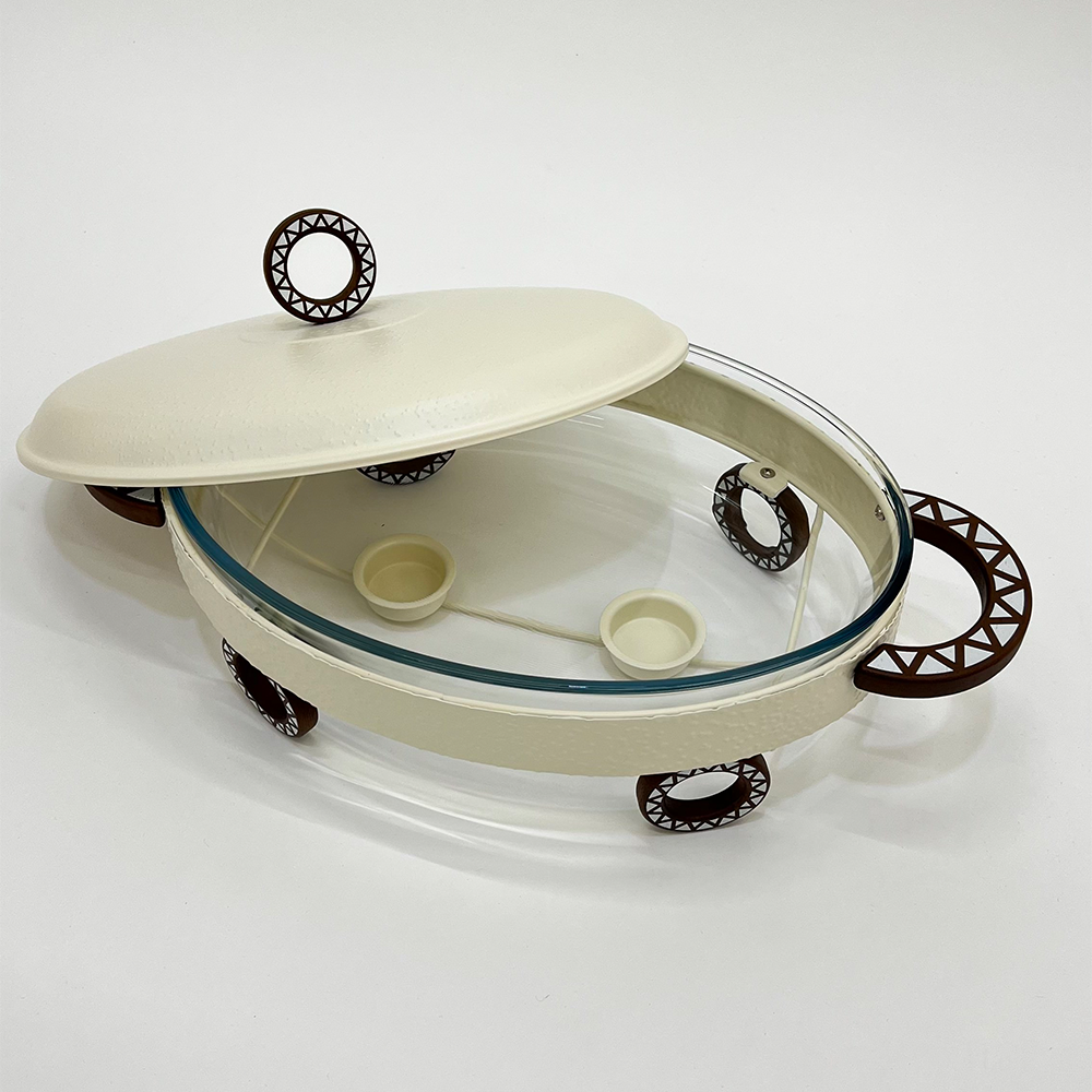 سخان طعام معدني مع طبق زجاجي 3 لتر