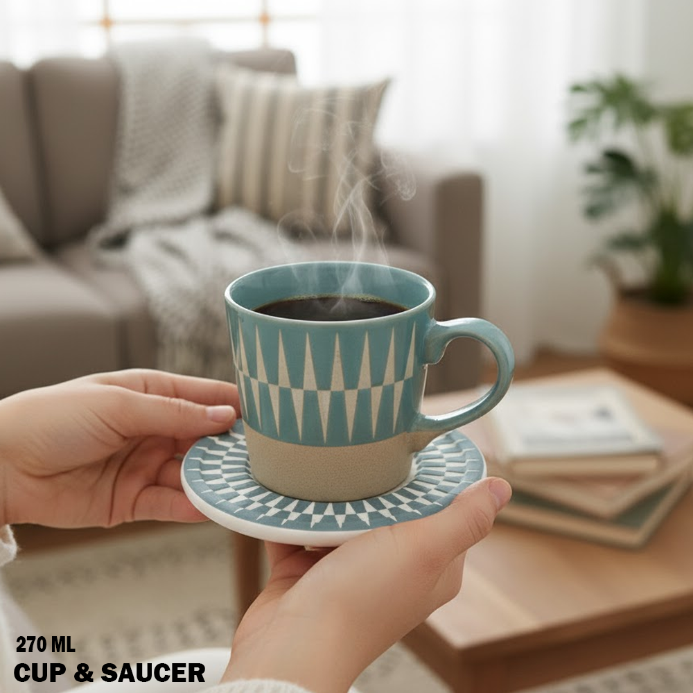 فنجان قهوة سيراميك نقش مثلثات Danny Home