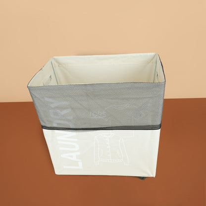 سلة غسيل قابلة للطي مع مقبض وعجلات، موديل: 1