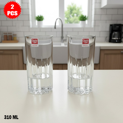 طقم كاسات زجاجية شفافة 2 قطعة