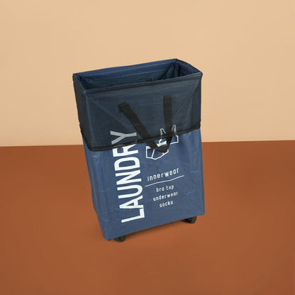 سلة غسيل قابلة للطي مع مقبض وعجلات، موديل: 5