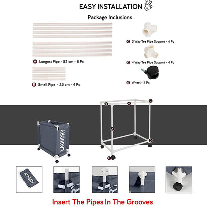 سلة غسيل بعجلات وغطاء