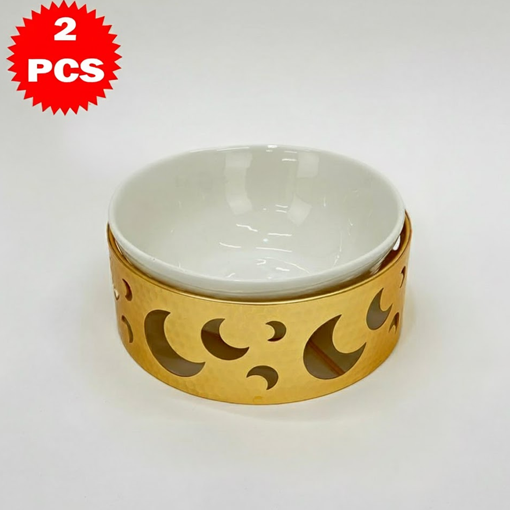 22.7CM طقم وعاء تقديم مع حامل معدني كبير