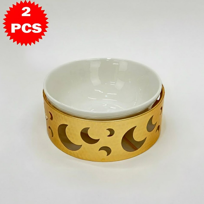 22.7CM طقم وعاء تقديم مع حامل معدني كبير