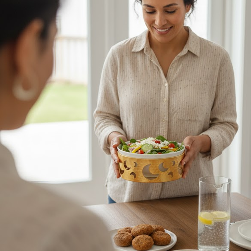 17CM طقم وعاء تقديم مع حامل معدني صغير