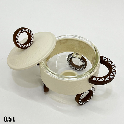 سخان طعام زجاجي دائري صغير 0.5 لتر