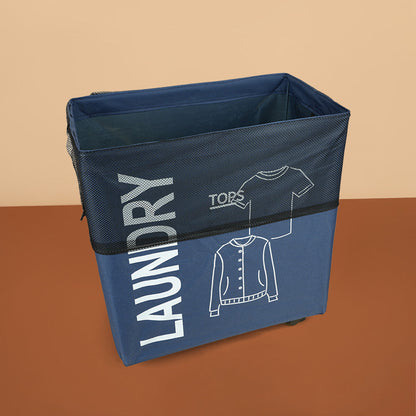 سلة غسيل قابلة للطي مع مقبض وعجلات، موديل: 1