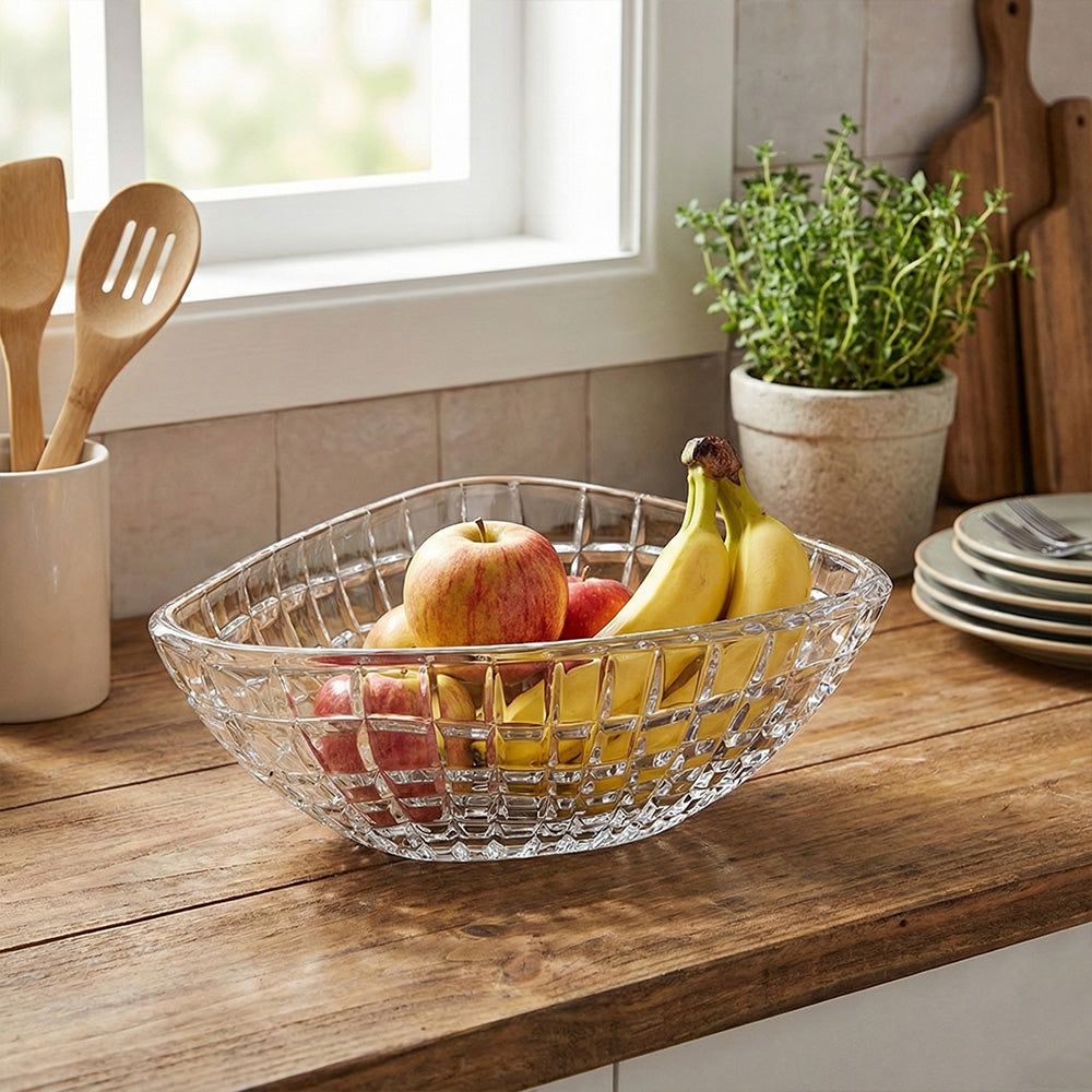 وعاء تقديم زجاجي مقطوع بالكريستال