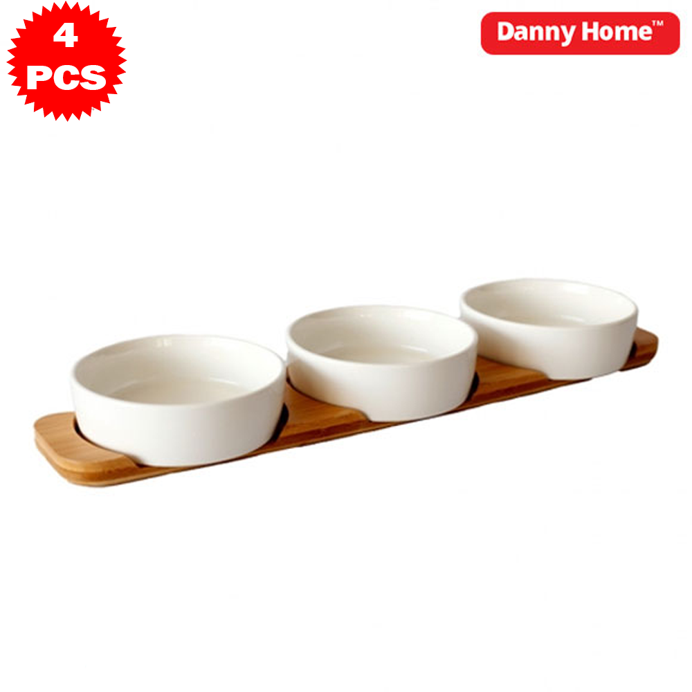 طقم تقديم مع قاعدة خشب محددة