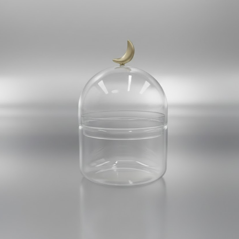 غرشة ضيافة زجاجية بغطاء هلال