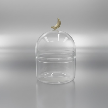 غرشة ضيافة زجاجية بغطاء هلال