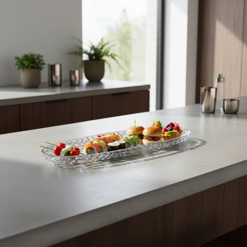 صينية تقديم زجاجية كريستال 50.5 سم