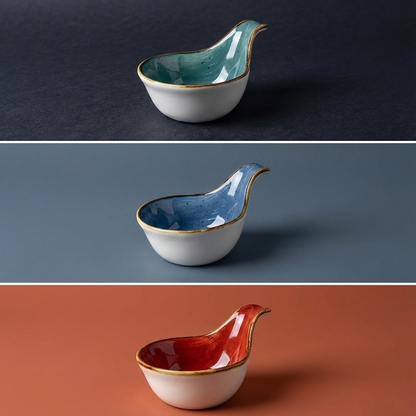 طقم تقديم خشب مع أوعية سيراميك